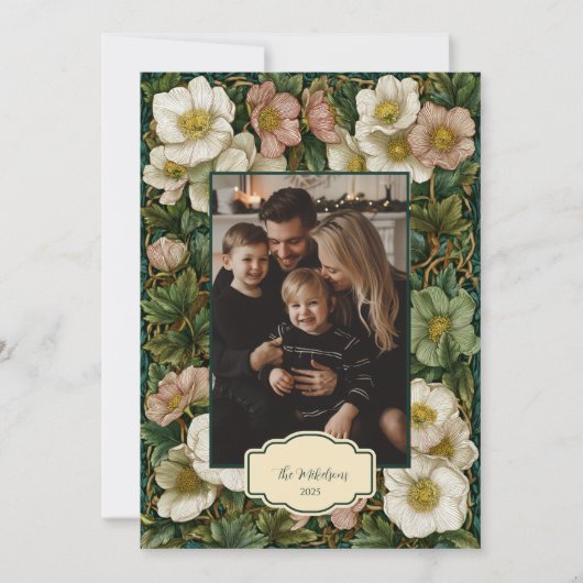 Foto Vintage Kerstbloem Feestdagenkaart (Voorkant)