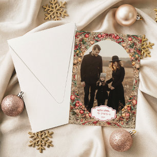 Foto Vintage Kerstslinger Kerstmis Feestdagenkaart