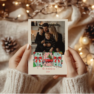 Foto Vintage Rode Truck Kerstmis Feestdagenkaart
