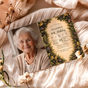 Foto Vintage Woodland Gebladerte Frame 90ste Verja Kaart