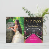 Foto VIP Pass Hollywood Roze Rode Tapijt Verjaarda Kaart (Staand voorkant)