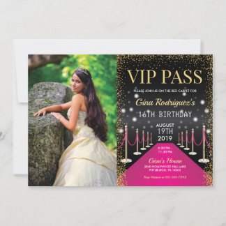 Foto VIP Pass Hollywood Roze Rode Tapijt Verjaarda Kaart