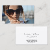 Foto Visitekaartje Gewoon Modern Wit Script (Voorkant / Achterkant)