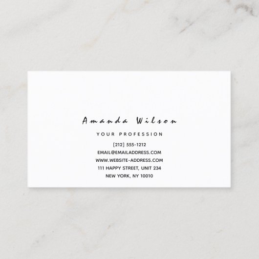 Foto Visitekaartje Gewoon Modern Wit Script (Achterkant)