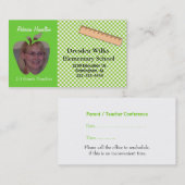 Foto Visitekaartje van groene en witte leraar (Voorkant / Achterkant)