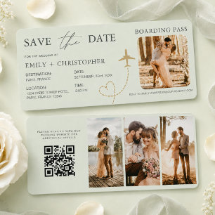 Foto vliegtuig instapkaart Plane Save the Date 