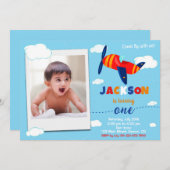 Foto vliegtuig verjaardagsuitnodiging Pilot party Kaart (Voorkant / Achterkant)