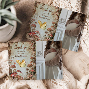 Foto Vlinder Mushroom Woodland Baby shower Bedankkaart