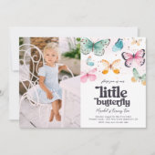 Foto vlinder verjaardagsuitnodiging kaart (Voorkant)