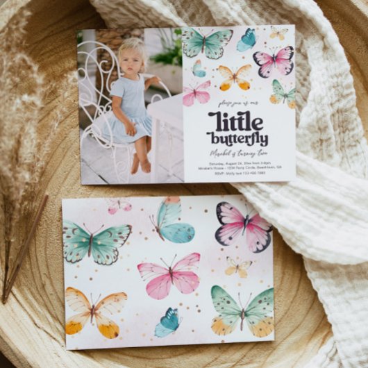 Foto vlinder verjaardagsuitnodiging kaart