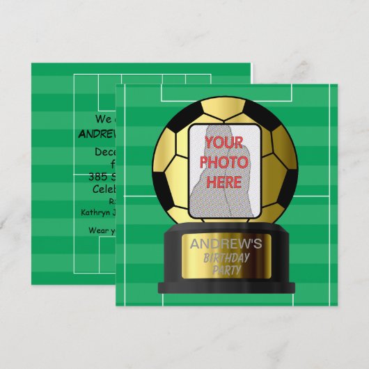  foto voetbal feestuitnodigingen kaart (Voorkant / Achterkant)