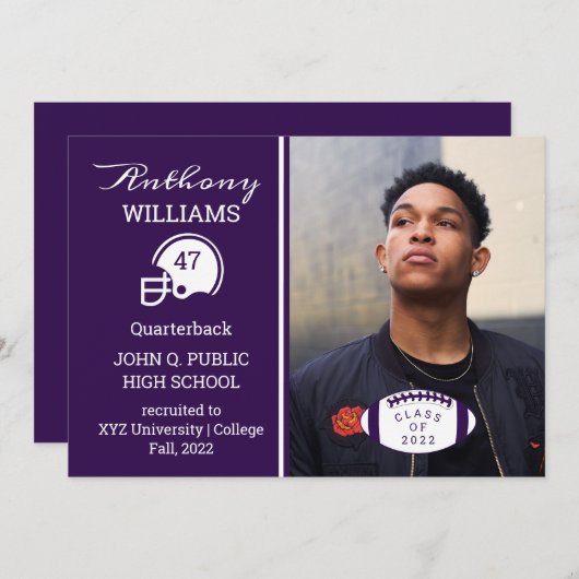 Foto voetbalspeler Afstudeeraankondiging Kaart (Voorkant / Achterkant)