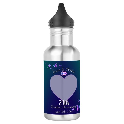 Foto voor 24th Wedding Jubileum Waterfles (Links)