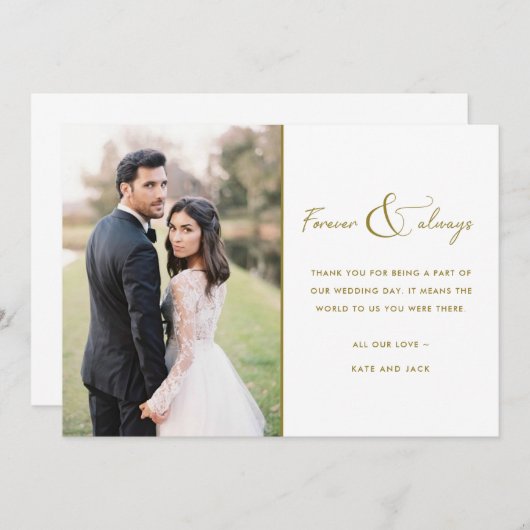 Foto voor altijd en altijd Gold Weddenschap Hartel Bedankkaart (Voorkant / Achterkant)