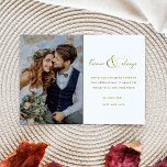 Foto voor altijd en altijd Gold Weddenschap Hartel Bedankkaart<br><div class="desc">Gold script 'Forever en altijd' design bruiloft bedankt je kaart met je favoriete trouwfoto. Bedankt dat je familie en vrienden meedoen aan je huwelijksfeest met deze aangepaste foto's.</div>