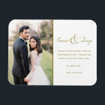 Foto voor altijd en altijd Gold Weddenschap Hartel Magneet<br><div class="desc">Gold script "Forever and Altijd" design bruiloft bedankt magneten met je favoriete trouwfoto. Show je familie en vrienden je waardering voor je deelname aan je trouwfeest met een foto op maat die je op maat hebt gemaakt...  ... het zal een gedenkwaardige wens zijn voor de komende jaren.</div>