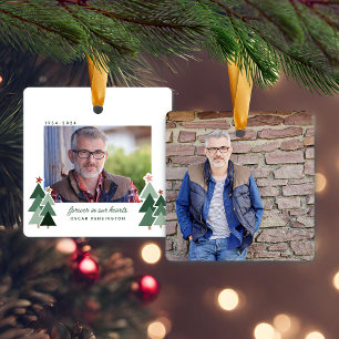 Foto voor altijd in ons hart Memorial Rustic Trec Keramisch Ornament