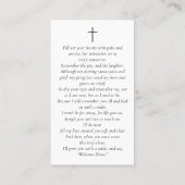 Foto voor altijd in onze harten begrafenis gebed K Visitekaartje (Achterkant)