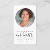 Foto voor altijd in onze harten begrafenis gebed K Visitekaartje (Voorkant)