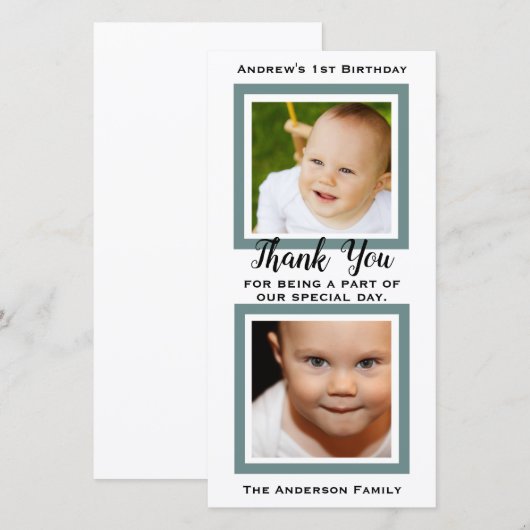 Foto voor bedankje 1e verjaardag bedankkaart (Voorkant / Achterkant)