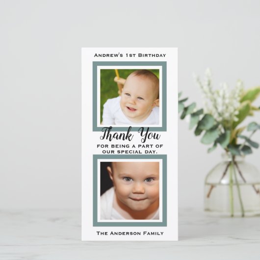 Foto voor bedankje 1e verjaardag bedankkaart (Staand voorkant)