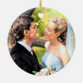 Foto voor eerste kerstfeest Christelijk Keramisch Ornament (Achterkant)