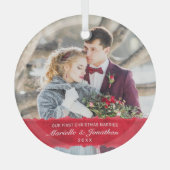 Foto voor eerste kerstfeest met witte ritsen glas ornament (Voorkant)