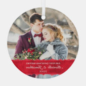 Foto voor eerste kerstfeest met witte ritsen glas ornament (Achterkant)