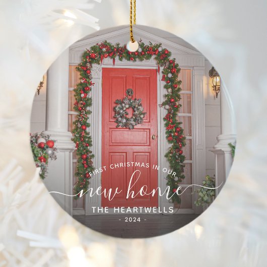 Foto voor eerste kerstkerst Nieuw-Home White scrip Keramisch Ornament