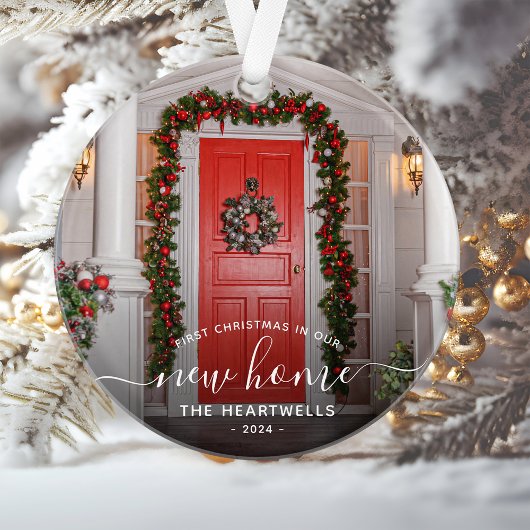 Foto voor eerste kerstkerst Nieuw-Home White scrip Ornament