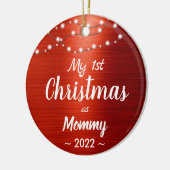 Foto voor eerste kerstmammie String Lights Keramisch Ornament (Links)