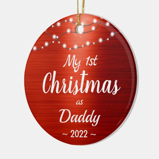 Foto voor eerste kerstmammie String Lights Keramisch Ornament (Links)