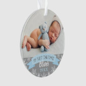 Foto voor eerste kerstmis: Blue Baby Boy Ornament (voorkant)