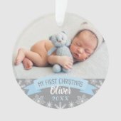 Foto voor eerste kerstmis: Blue Baby Boy Ornament (voorkant)