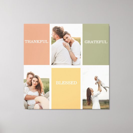 Foto voor familiekollage | Dankful Blessed Gratefu Canvas Afdruk (Voorkant)