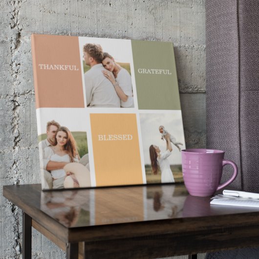 Foto voor familiekollage | Dankful Blessed Gratefu Canvas Afdruk