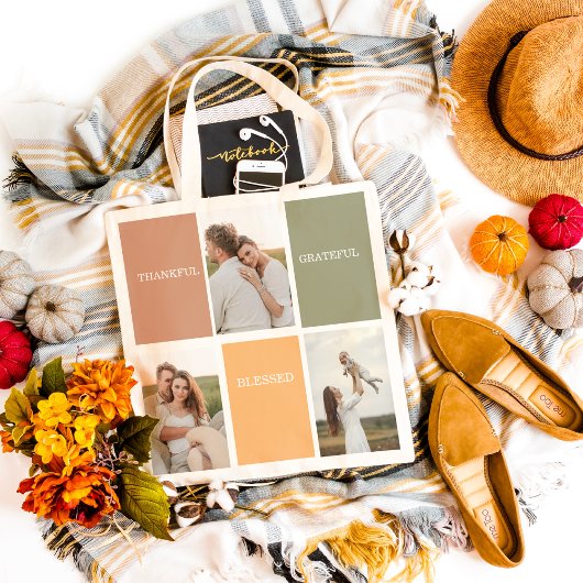 Foto voor familiekollage | Dankful Blessed Gratefu Tote Bag
