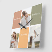 Foto voor familiekollage | Dankful Blessed Gratefu Vierkante Klok (Hoek)