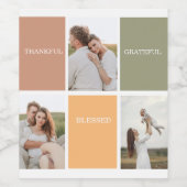Foto voor familiekollage | Dankful Blessed Gratefu Wijn Etiket (Enkel label)