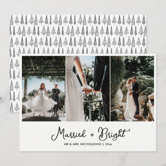 Foto voor gehuwd en helder eerste kerstfeestmaal feestdagenkaart (Voorkant / Achterkant)