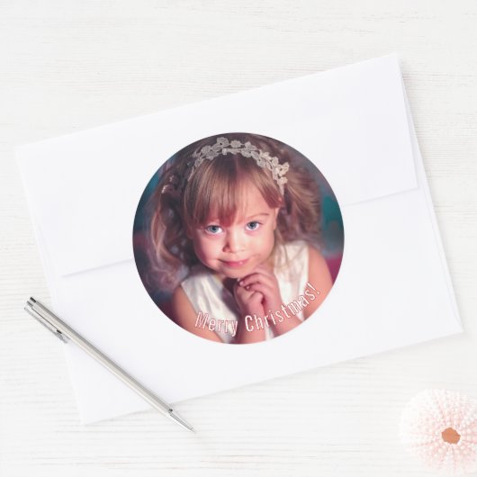 Foto voor kinderen, kerstmis ronde sticker (Envelop)