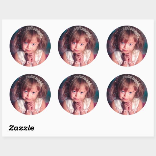 Foto voor kinderen, kerstmis ronde sticker (Vel)