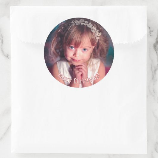 Foto voor kinderen, kerstmis ronde sticker (Tas)