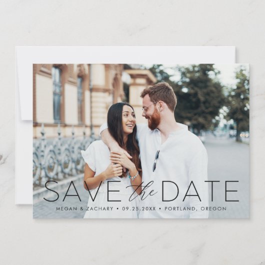 Foto voor moderne Romance zwarte tekst Save The Date (Voorkant)