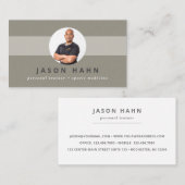 foto voor persoonlijke trainer grijs/beige visitekaartje (Voorkant / Achterkant)