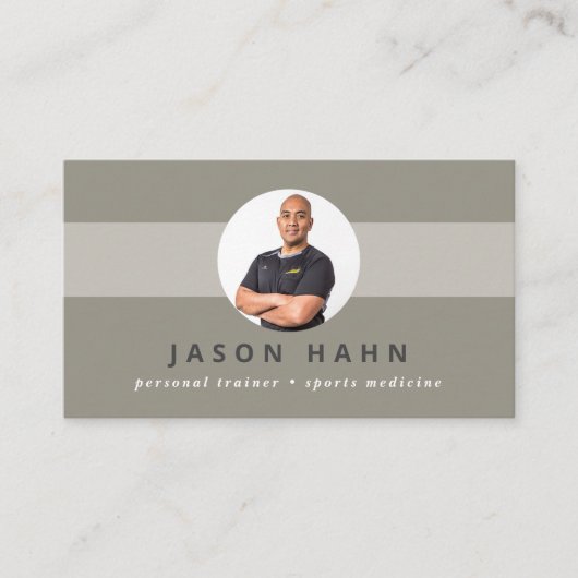 foto voor persoonlijke trainer grijs/beige visitekaartje (Voorkant)