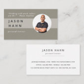 foto voor persoonlijke trainer grijs/beige visitekaartje (Voorkant / Achterkant)