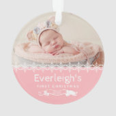 Foto voor roze baby's eerste kerstmis op maat ornament (achterkant)