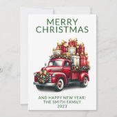 Foto  Vrachtwagen Cadeaus Groene Kerst Kaart (Voorkant)