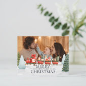 Foto Vrachtwagen Gnomen Winter Sneeuw Vrolijk Kers Feestdagenkaart (Staand voorkant)